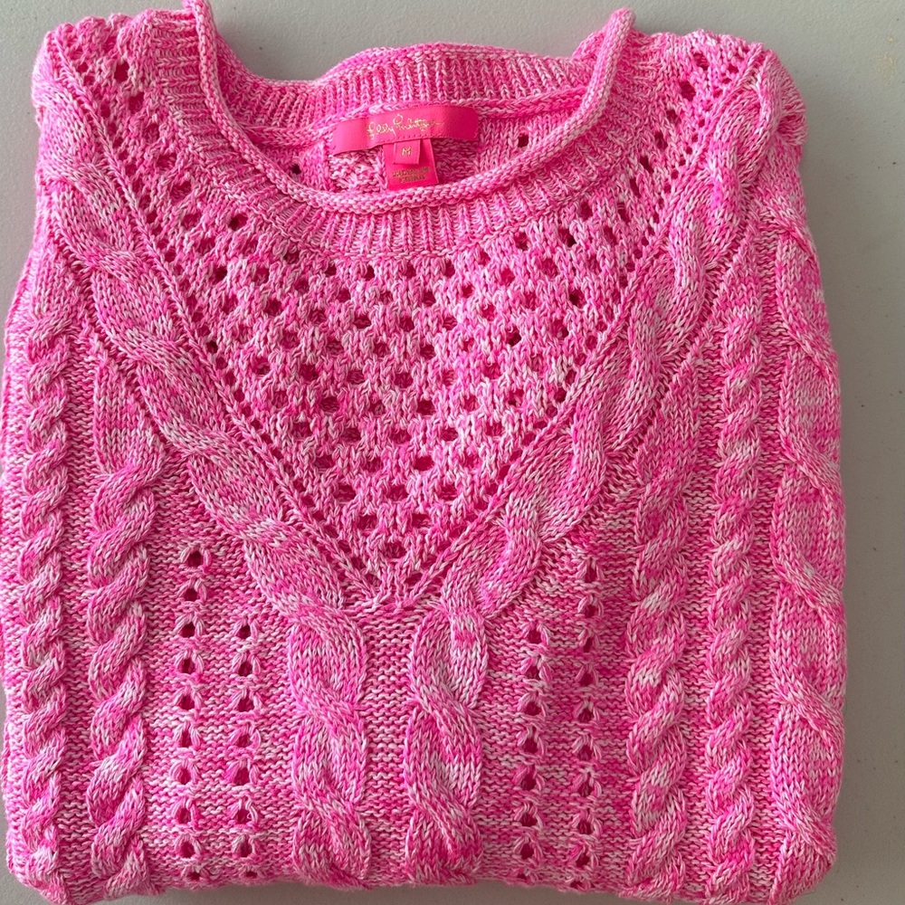 Lilly Pulitzer cable knit sweater M Pink